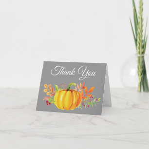 Remerciements Carte de remerciement gris citrouille automne aqua