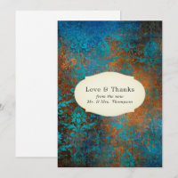 Carte de remerciement Grunge Copper Patina et Turq