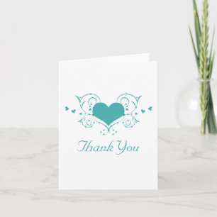 Remerciements Carte de remerciement Heart Flourish, sarcelle
