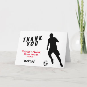 Remerciements Carte de remerciement Joueur de football rouge pou