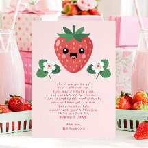 Carte de remerciement Kawaii Strawberry Baby Showe