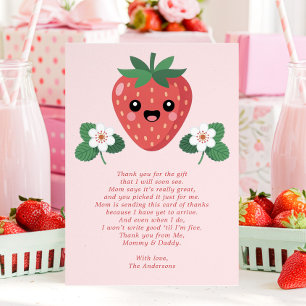 Remerciements Carte de remerciement Kawaii Strawberry Baby Showe