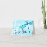 Carte de remerciement libellule turquoise