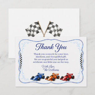 Remerciements Carte de remerciement Little Racer Bassinet Formul
