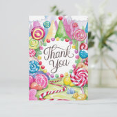 Remerciements Carte de remerciement Magique Enchantée Candyland (Debout devant)