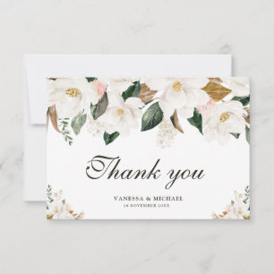 Remerciements carte de remerciement magnolia aquarelle