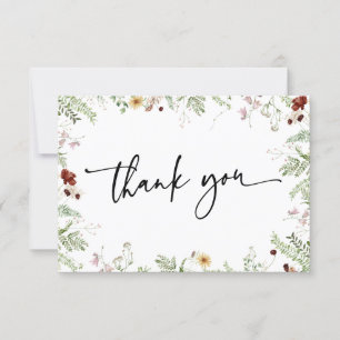 Remerciements Carte de remerciement Minimal Boho Cute Wildflower