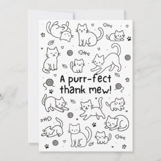Remerciements Carte de remerciement minimale doodle de chat