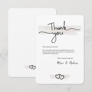 Remerciements Carte de remerciement minimaliste plate avec des c