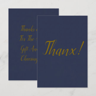 Remerciements Carte de remerciement Navy Blue Gold Script Thanx