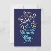 Carte de remerciement Neon Cyber Bowling