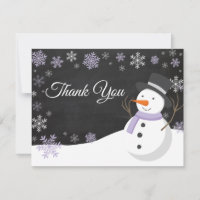 Carte de remerciement Noël d'hiver Bonhomme de nei