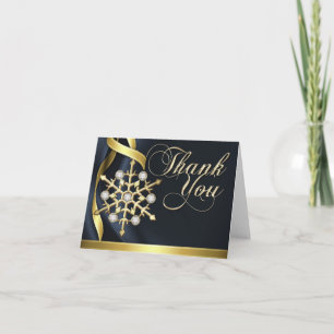 Remerciements Carte de remerciement noire Jazzy Jeweled Snowflak