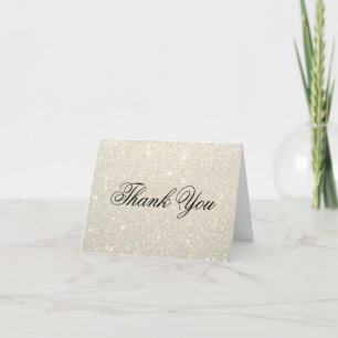 Remerciements Carte de remerciement - Paillettes or blanc Fab