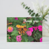 Remerciements Carte de remerciement Papillon Monarch et Fleurs R (Debout devant)
