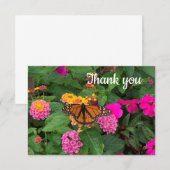 Remerciements Carte de remerciement Papillon Monarch et Fleurs R (Devant / Derrière)