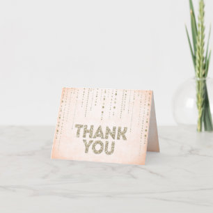 Remerciements Carte de remerciement Peach & Gold Glitter Look