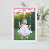 Remerciements Carte de remerciement photo avec bordure arc-en-ci (Debout devant)