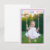 Remerciements Carte de remerciement photo avec bordure arc-en-ci (Devant / Derrière)