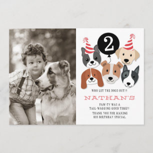 Remerciements Carte de remerciement photo Chiens et ballon noir