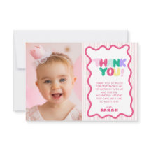 Carte de remerciement photo d'anniversaire 1ère an