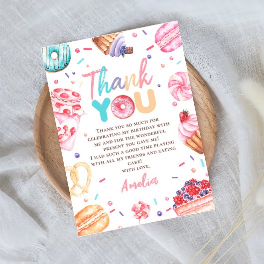 Remerciements Carte de remerciement photo d'anniversaire Donut C