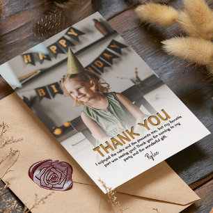 Remerciements Carte de remerciement photo d'anniversaire pour en