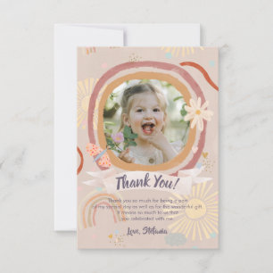 Remerciements Carte de remerciement photo d'anniversaire rose pa