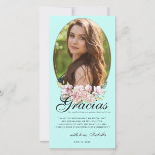 Remerciements Carte de remerciement photo de Quinceañera florale