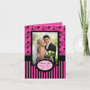 Remerciements Carte de remerciement photo florale rose et noire