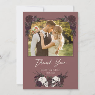 Remerciements Carte de remerciement photo gothique rose mauve fo