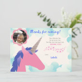 Remerciements Carte de remerciement photo Licorne (Debout devant)