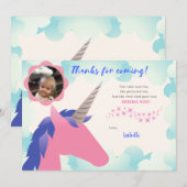 Remerciements Carte de remerciement photo Licorne (Devant / Derrière)