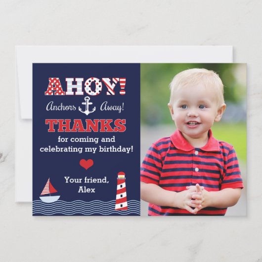 Remerciements Carte de remerciement photo nautique Ancrons-nous (Devant)