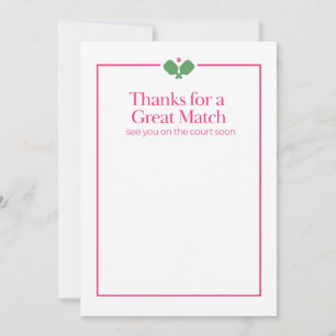 Remerciements Carte de remerciement Pickleball Excellent match