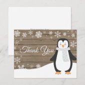 Remerciements Carte de remerciement Pingouin Flocon de Neige Hiv (Devant / Derrière)
