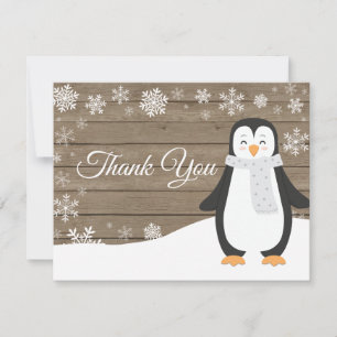 Remerciements Carte de remerciement Pingouin Flocon de Neige Hiv
