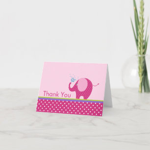 Remerciements Carte de remerciement Pink Elephant