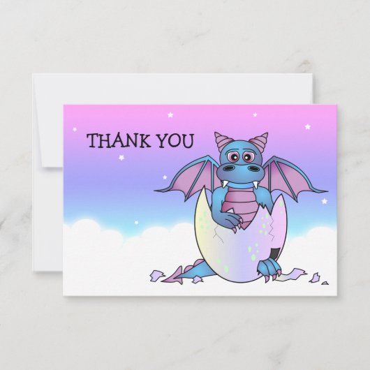 Remerciements Carte de remerciement plate à thème de dragon mign (Devant)