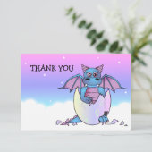 Remerciements Carte de remerciement plate à thème de dragon mign (Debout devant)