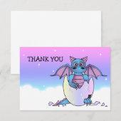 Remerciements Carte de remerciement plate à thème de dragon mign (Devant / Derrière)