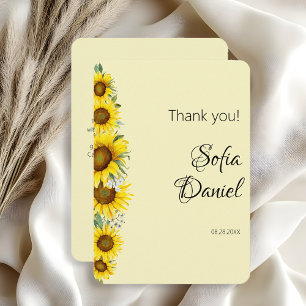 Remerciements Carte de remerciement plate aquarelle jaune tourne