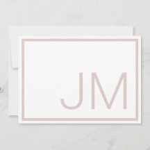 Carte de remerciement plate avec monogramme rose