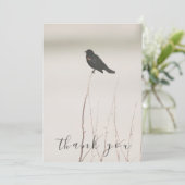 Remerciements Carte de remerciement plate avec un oiseau noir su (Debout devant)