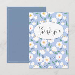 Remerciements Carte de remerciement plate florale bleue