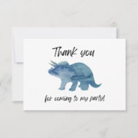 Carte de remerciement plate Triceratops dinosaure