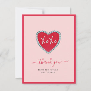 Remerciements Carte de remerciement plate XOXO Cœurs Rouges pour