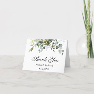 Remerciements Carte de remerciement pliable aquarelle eucalyptus