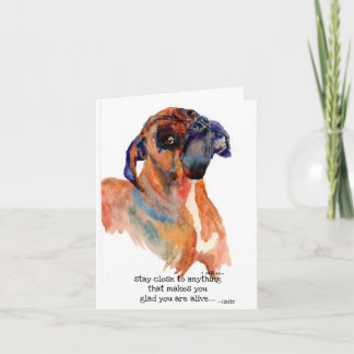 Remerciements carte de remerciement pliée aquarelle boxer doux e