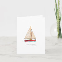 Carte de remerciement pliée aquarelle Voilier